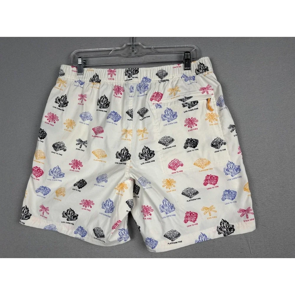 The North Face Swim Trunks Shorts Mens Medium White Campfire Print Camping Beach